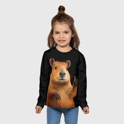 Детский лонгслив 3D Капибара приветствует - фото 2