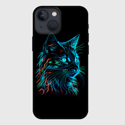 Чехол для iPhone 13 mini Неоновый котик