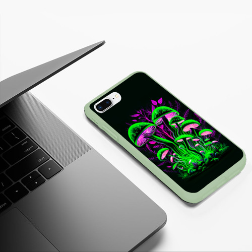 Чехол для iPhone 7Plus/8 Plus матовый Фантастические кислотные грибы, цвет салатовый - фото 5