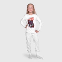 Пижама с принтом Родственная душа геймера для ребенка, вид на модели спереди №4. Цвет основы: белый