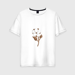 Цветок хлопка, стилизация – Женская футболка хлопок Oversize с принтом купить со скидкой в -16%