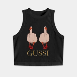 Женская укороченная майка-топ хлопок Два весёлых гуся - Gussi - fashion 2055