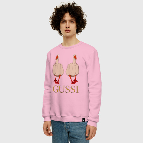 Мужской свитшот хлопок Два весёлых гуся - Gussi - fashion 2055, цвет светло-розовый - фото 3