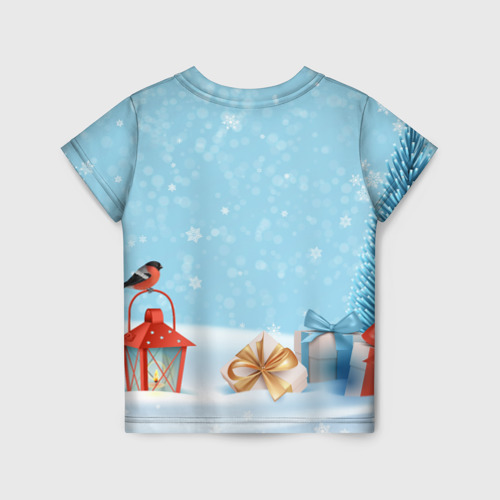 Детская футболка 3D с принтом Зайчик  с подарком - 2023, вид сзади #1
