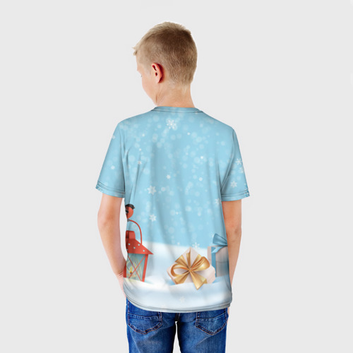 Детская футболка 3D с принтом Зайчик  с подарком - 2023, вид сзади #2