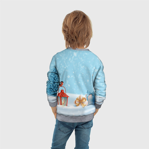 Детский свитшот 3D с принтом Зайчик  с подарком - 2023, вид сзади #2