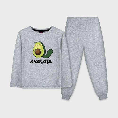Детская пижама с лонгсливом хлопок с принтом Avocado - AvoCATo - Joke, вид спереди #2