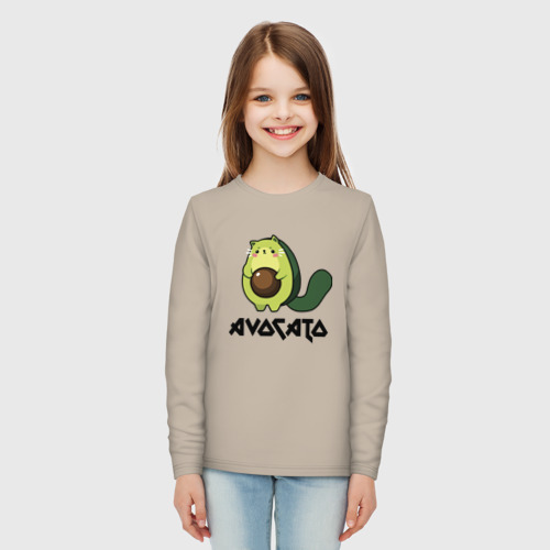 Детский лонгслив хлопок с принтом Avocado - AvoCATo - Joke, вид сбоку #3