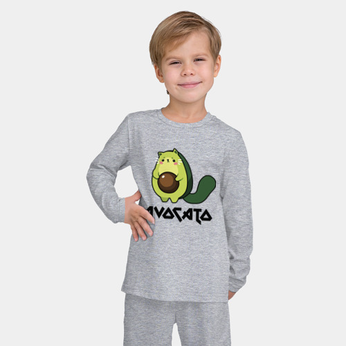 Детская пижама с лонгсливом хлопок с принтом Avocado - AvoCATo - Joke, фото на моделе #1