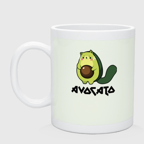 Кружка керамическая с принтом Avocado - AvoCATo - Joke, вид спереди #2