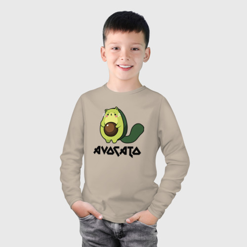 Детский лонгслив хлопок с принтом Avocado - AvoCATo - Joke, фото на моделе #1