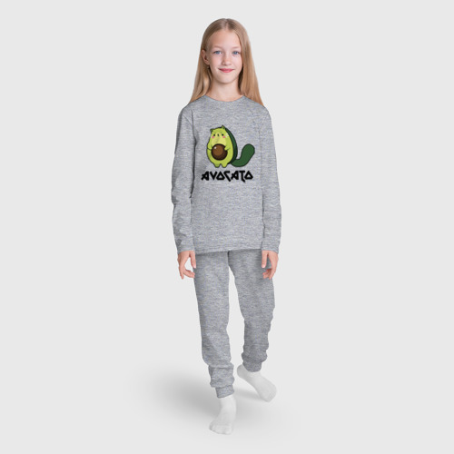 Детская пижама с лонгсливом хлопок с принтом Avocado - AvoCATo - Joke, вид сбоку #3