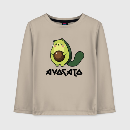 Детский лонгслив хлопок с принтом Avocado - AvoCATo - Joke, вид спереди #2