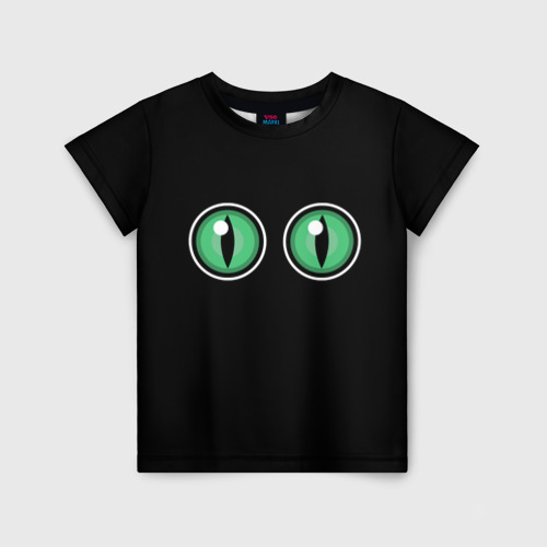 Детская футболка 3D с принтом Зеленые змеиные глаза, вид спереди #2