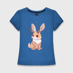 Женская футболка хлопок Slim Кролик с рожками - кролик олень