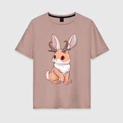 Женская футболка хлопок Oversize Кролик с рожками - кролик олень
