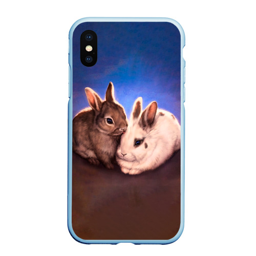 Чехол для iPhone XS Max матовый Кроличьи нежности, цвет голубой