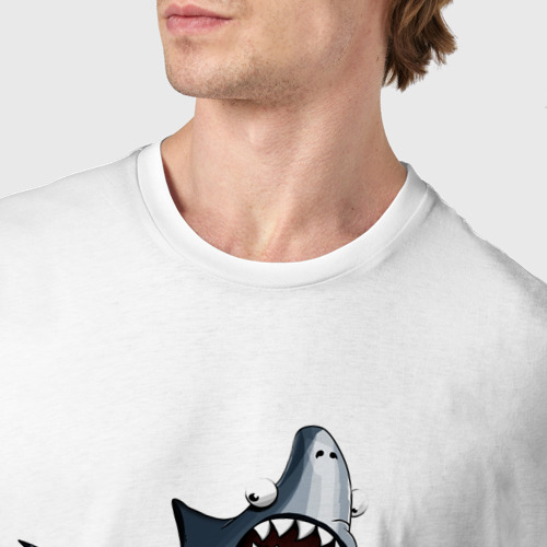 Мужская футболка хлопок с принтом Удивлённая акула, фото #4