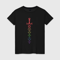 Женская футболка хлопок Rainbow Dice Sword