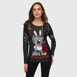 Женский лонгслив 3D Дайте мне нормальный год - ugly sweater rabbit - фото 2
