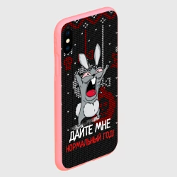 Чехол для iPhone XS Max матовый Дайте мне нормальный год - ugly sweater rabbit - фото 2