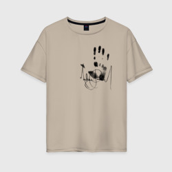 Женская футболка хлопок Oversize Майкл Джексон - автограф и отпечаток руки