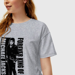 Женская футболка хлопок Oversize Michael Jackson - Forever king of pop - фото 2