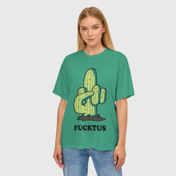 Женская футболка oversize 3D Fucktus cactus - фото 2