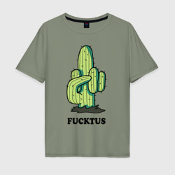 Cactus - Fucktus  – Мужская футболка хлопок Oversize с принтом купить со скидкой в -16%
