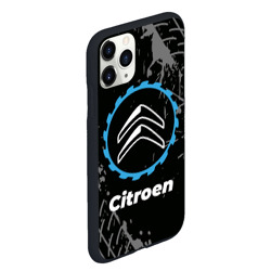Чехол для iPhone 11 Pro Max матовый Citroen в стиле Top Gear со следами шин на фоне - фото 2