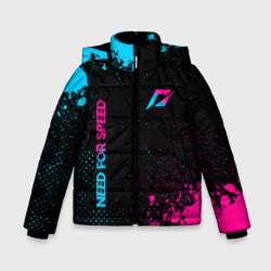 Зимняя куртка для мальчиков 3D Need for Speed - neon gradient: надпись, символ