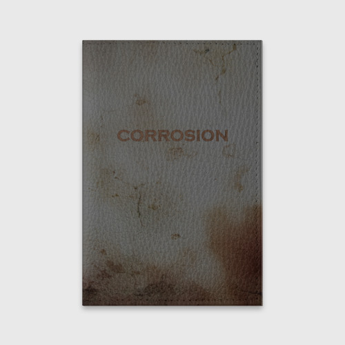 Обложка для паспорта матовая кожа Corrosion - рыжая ржавчина, цвет черный