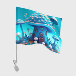 Флаг для автомобиля Домик из голубого мухомора