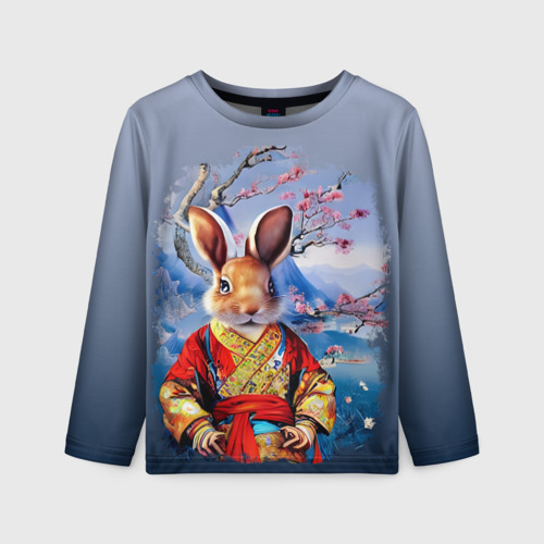 Детский лонгслив 3D Кролик в китайском халате, цвет 3D печать