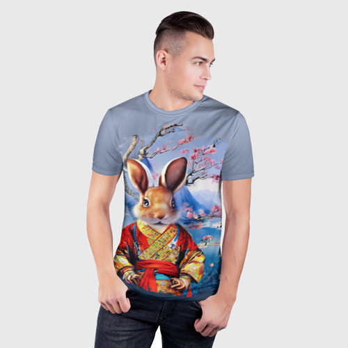 Мужская футболка 3D Slim Кролик в китайском халате, цвет 3D печать - фото 3