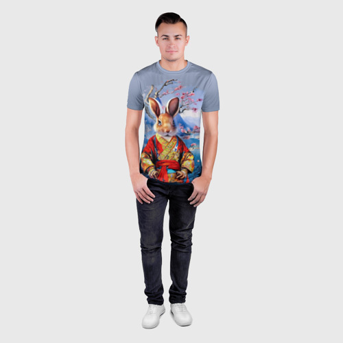 Мужская футболка 3D Slim Кролик в китайском халате, цвет 3D печать - фото 4