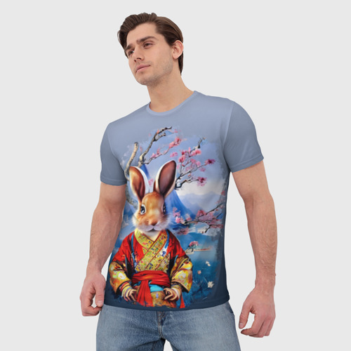 Мужская футболка 3D Кролик в китайском халате, цвет 3D печать - фото 3