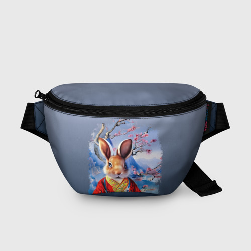 Поясная сумка 3D с принтом Кролик в китайском халате, вид спереди #2