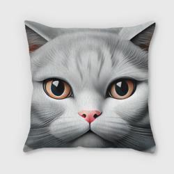 Подушка с принтом Нейросеть: британский кот-подушка для любого человека, вид сзади №1. Цвет основы: 3d (велсофт)