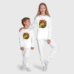 Пижама с принтом Вперёд, пицца для ребенка, вид на модели спереди №5. Цвет основы: белый
