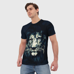 Мужская футболка 3D Голова царя-зверей льва - фото 2