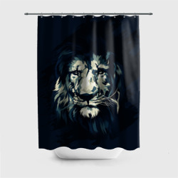 Штора 3D для ванной Голова царя-зверей льва