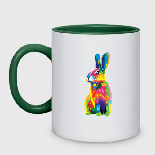 Кружка двухцветная с принтом Кролик в стиле поп-арт, вид спереди #2