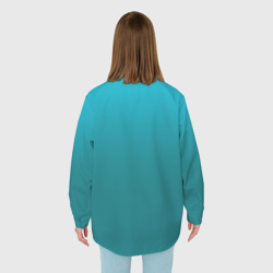Рубашка с принтом Градиент бирюзовый для любого человека, вид сзади №2. Цвет основы: белый