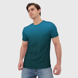 Мужская футболка 3D Градиент бирюзовый - фото 2