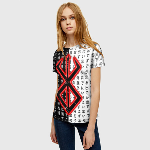 Женская футболка 3D с принтом Клеймо жертвы - иероглифы, фото на моделе #1