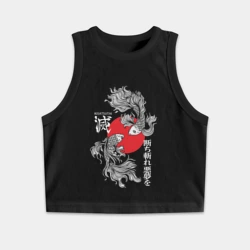 Женская укороченная майка-топ хлопок Истребитель демонов - Кисацутай