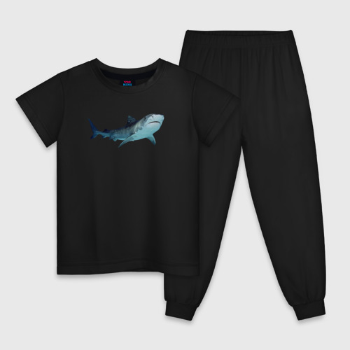 Детская пижама хлопок с принтом Realistic shark, вид спереди #2