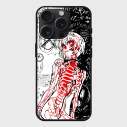Чехол силиконовый для Apple iPhone 15 Pro Мax матовый Рей Аянами - dead inside mood