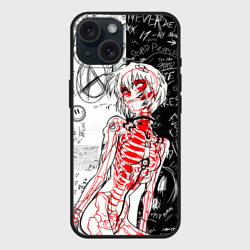 Чехол силиконовый для Apple iPhone 15 матовый Рей Аянами - dead inside mood